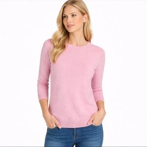 Talbots Women’s Pink Pure Cashmere Sweater MP 3/4 Sleeve Lightweight Soft Knit
